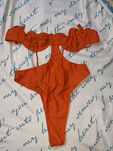 Orange High Cut Bikini Set