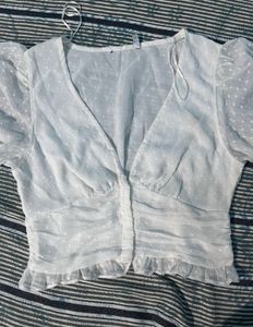 Sheer White Puff Sleeve Top