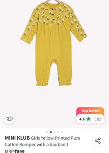 Cute Baby Girl Yellow Floral Romper &amp; Headband Set