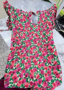 Off-Shoulder Floral Ruched Mini Dress