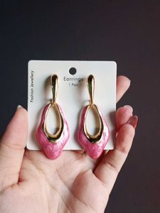 💖Pink &amp; Gold Geometric Earrings