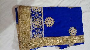 Royal Blue Embroidered Saree