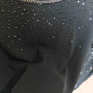 Elegant Black Lace Embellished Top