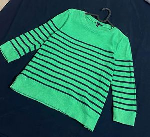 GAP SPOTIFY Green Striped Long Sleeve Top
