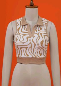 yellow Swirl Print Collared Tank Top