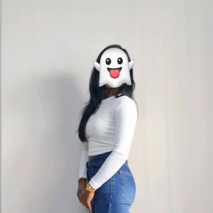 Crop long sleeves white fitted top
