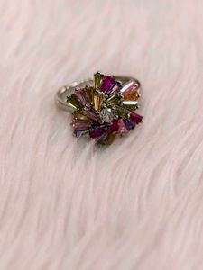 Vibrant Gemstone Statement Ring 925 silver