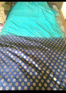 Beautiful Teal Polka Dot saree
