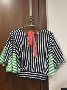 Stylish Striped Bell Sleeve Top
