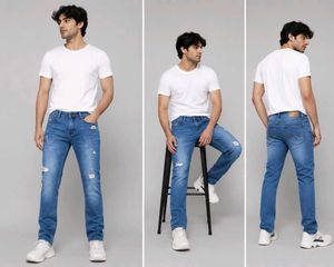 Men's Ripped Blue Jeans