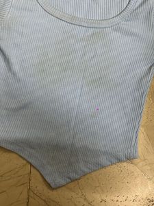 blue ribbed stylish summer top