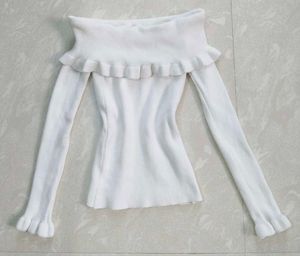 Off-Shoulder Ruffle Knit Top