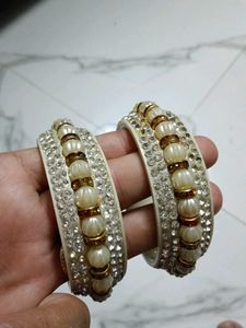 Elegant Pearl &amp; Crystal Bangles