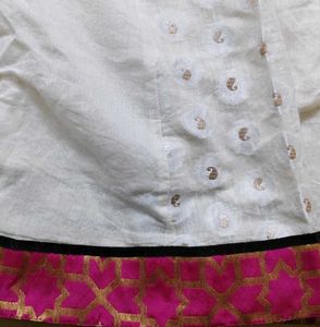 Elegant White Kurta Set with Pink Border