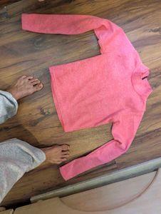Pink Long Sleeve Mock Neck Cropped Top