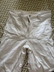 White Cargo Style Ankle length Pants