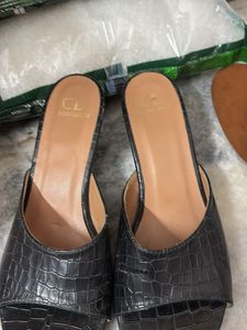 Stylish Black Croc Heels