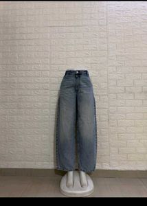 bershka dirt tinted baggy wide leg barrel jeans