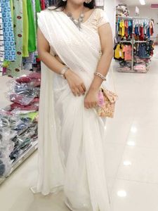White Sequined saree