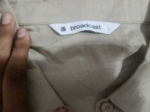 imported Beige Puff Sleeve Collared Top