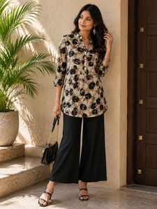 Stylish Leaf Print Kurta