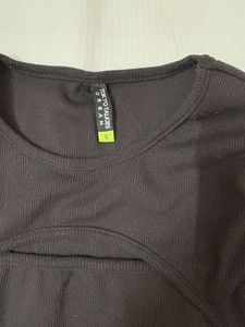 Black Long Sleeve Cut-Out Top