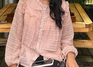 Sheer Ruffle Neck Blouse