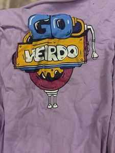 off shoulder graphic lilac tshirt