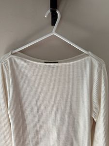 Roadster White Ribbed Fitted Long-Sleeve Top
