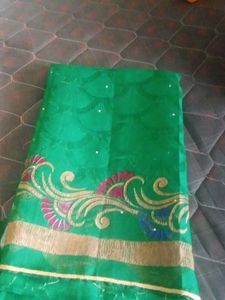 Green Floral Embroidered Saree