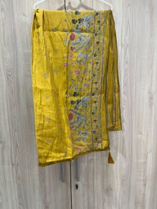 Mustard Floral Kurta Set with Dupatta