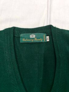 Men's Green V-Neck Sleeveless Sweater Vest