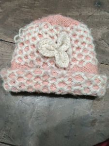 Knitted Baby Hat with Flower Detail