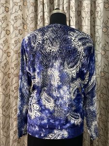 Blue &amp; White Paisley Print Sweater