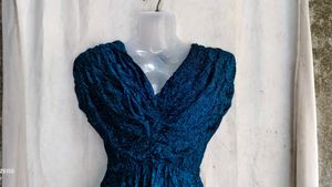 Sparkling Teal Blue Ruched Top