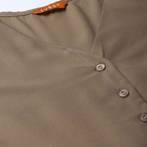 Ives Women Brown Solid Basic Jumpsuit