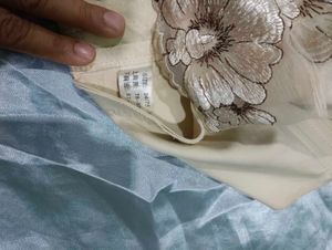 Embroidered Beige Full Coverage Corset Bra