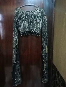 🖤 Black Golden Embroidered Party Wear Dress