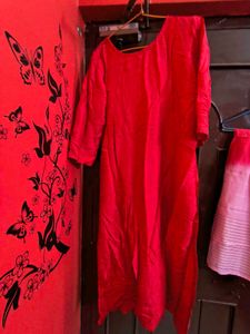 Red Embroidered Kurta Set with dupatta