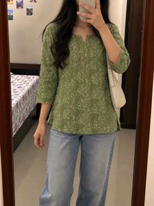 Green Paisley Print Kurta