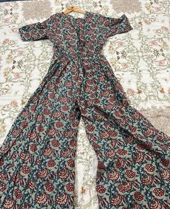 Beautiful Floral Print Ethnic one piece dungree
