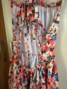 Floral Print Backless Beach Dress
