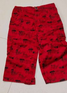 Boys Red Cargo Shorts with Print