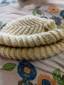 Hand-Knitted Cream Beanie