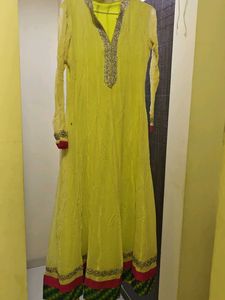 Yellow A-line Gown with Embellishments