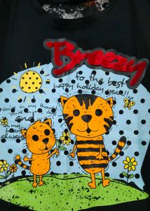 Womens Graphic Print T-Shirt with Lace Back