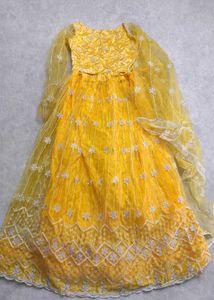 Elegant Yellow Embroidered Lehenga Choli like new