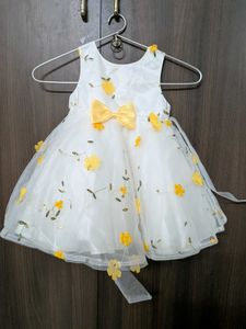 White & Yellow Floral Baby Dress