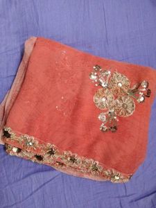 Peach Embellished Saree