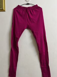 Solid Magenta Leggings With Bandhni Dupatta